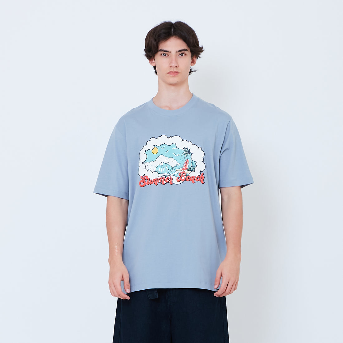 Men Graphic Tee - Dusty Blue - SM2603070B