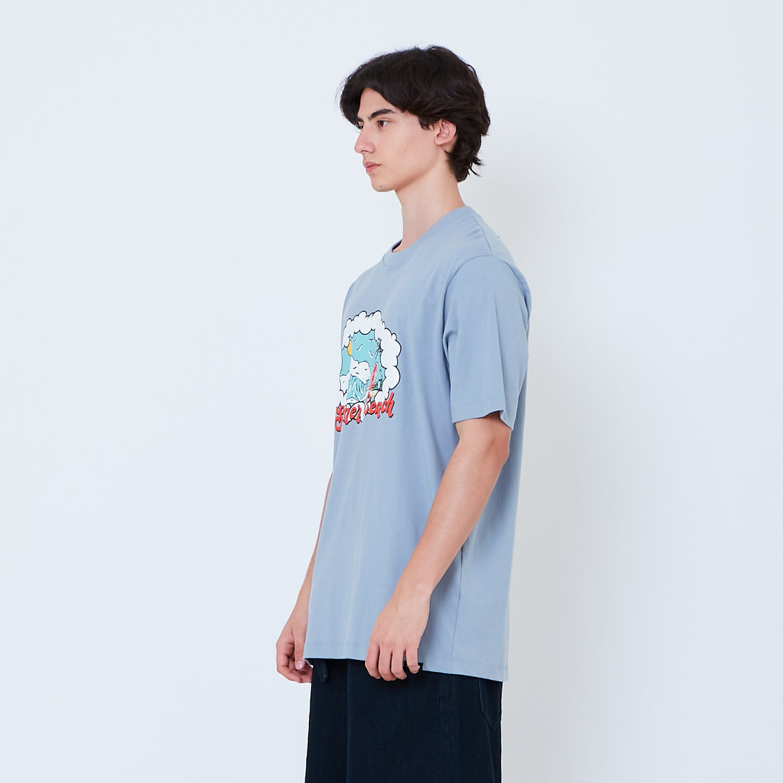 Men Graphic Tee - Dusty Blue - SM2603070B