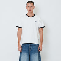 Men Printed Ringer Tee - Off White - SM2603079A