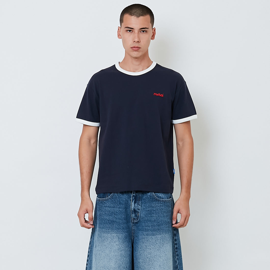 Men Printed Ringer Tee - Black - SM2603079B