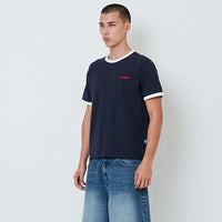 Men Printed Ringer Tee - Black - SM2603079B