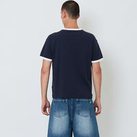 Men Printed Ringer Tee - Black - SM2603079B