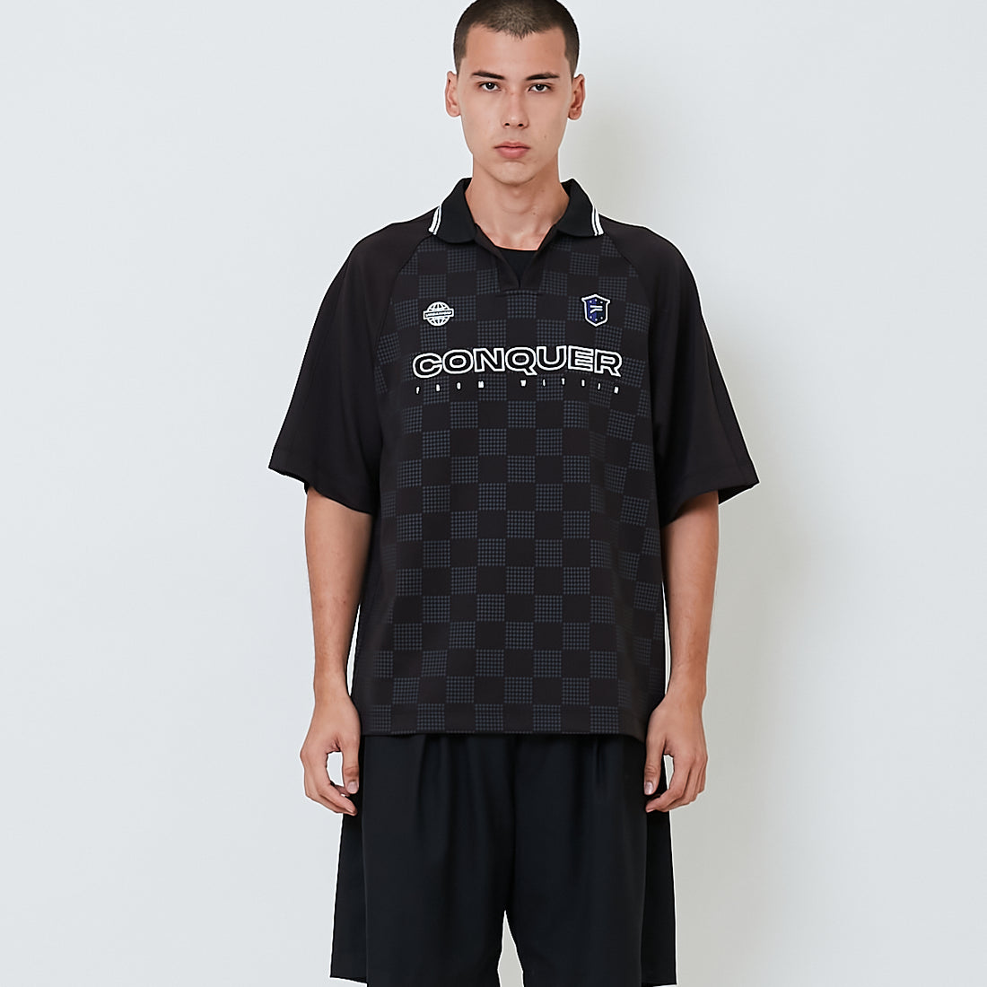 Men Embroidery Oversized Polo Tee - Black - SM2604043A