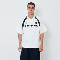Men Printed Oversized Polo Tee - Off White - SM2604044A