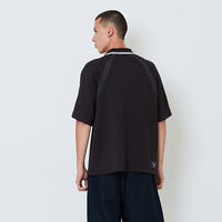 Men Printed Oversized Polo Tee - Black - SM2604044B