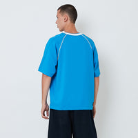 Men Embroidery Oversized Jersey Tee - Blue - SM2604045B
