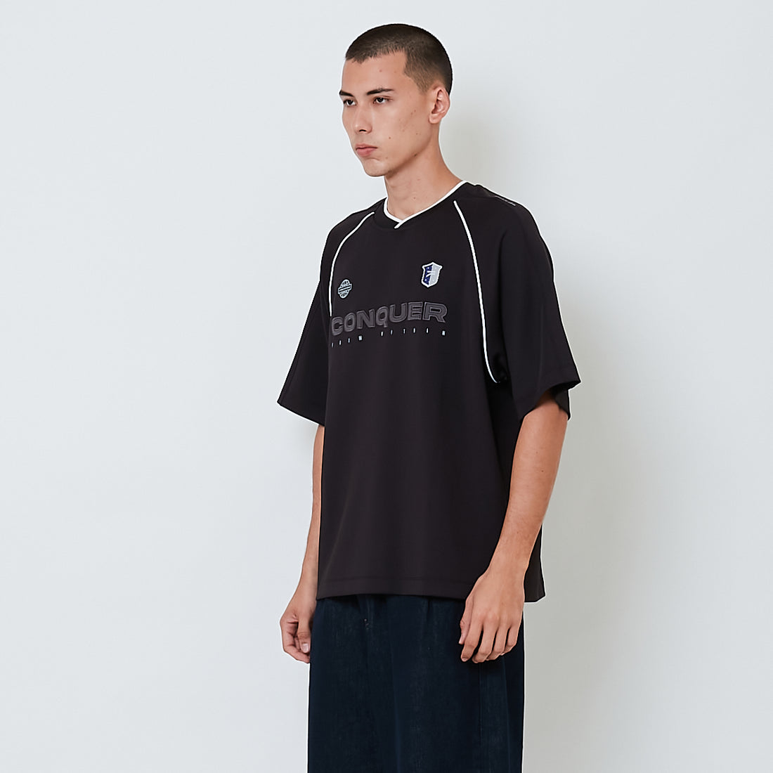 Men Embroidery Oversized Jersey Tee - Black - SM2604045C