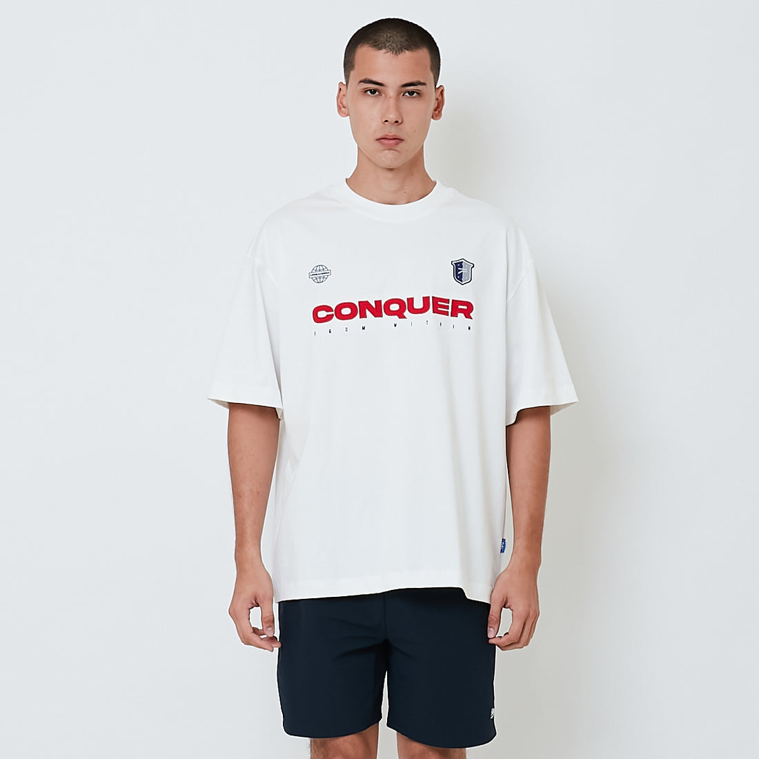 Men Embroidery Oversized Tee - Off White - SM2604046A