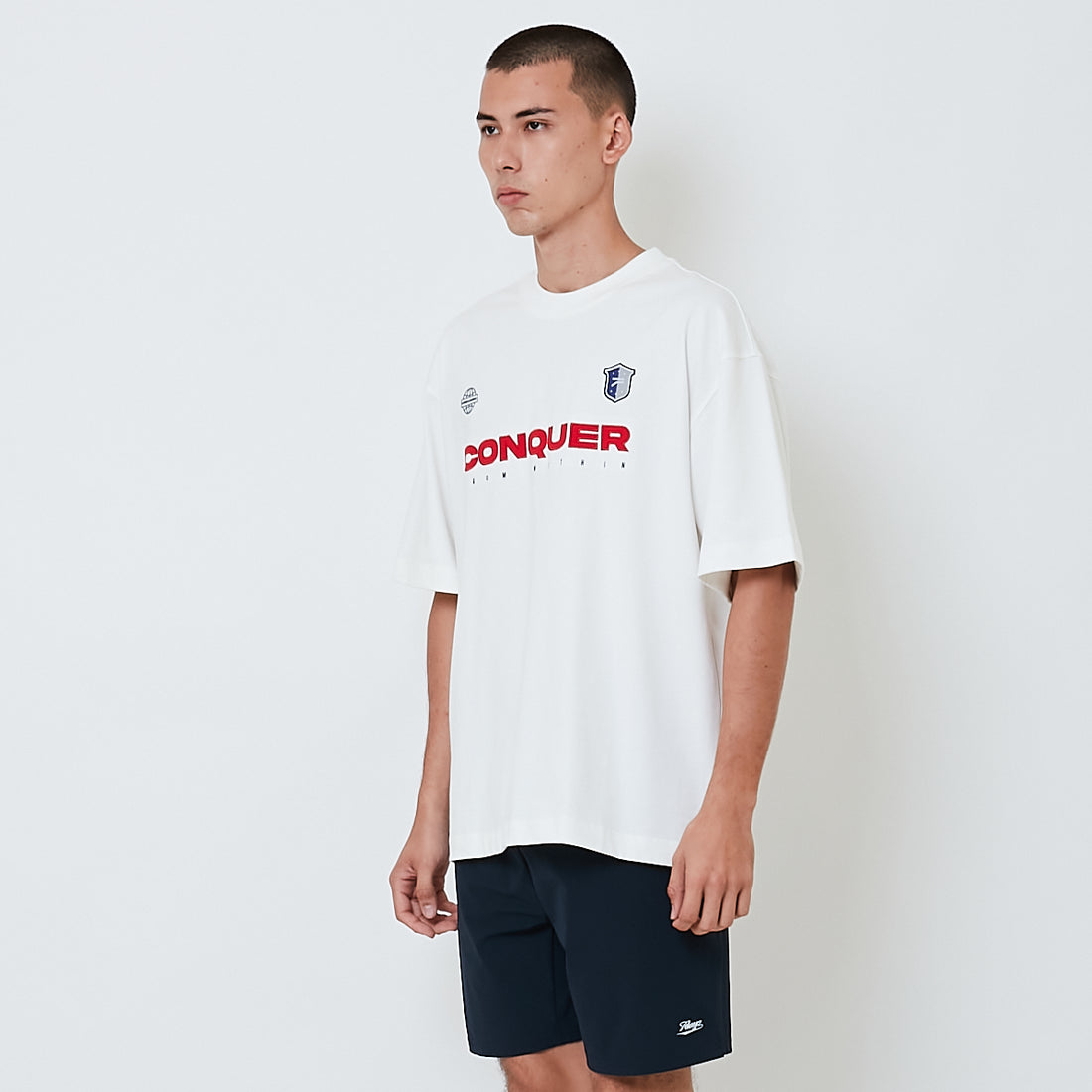 Men Embroidery Oversized Tee - Off White - SM2604046A