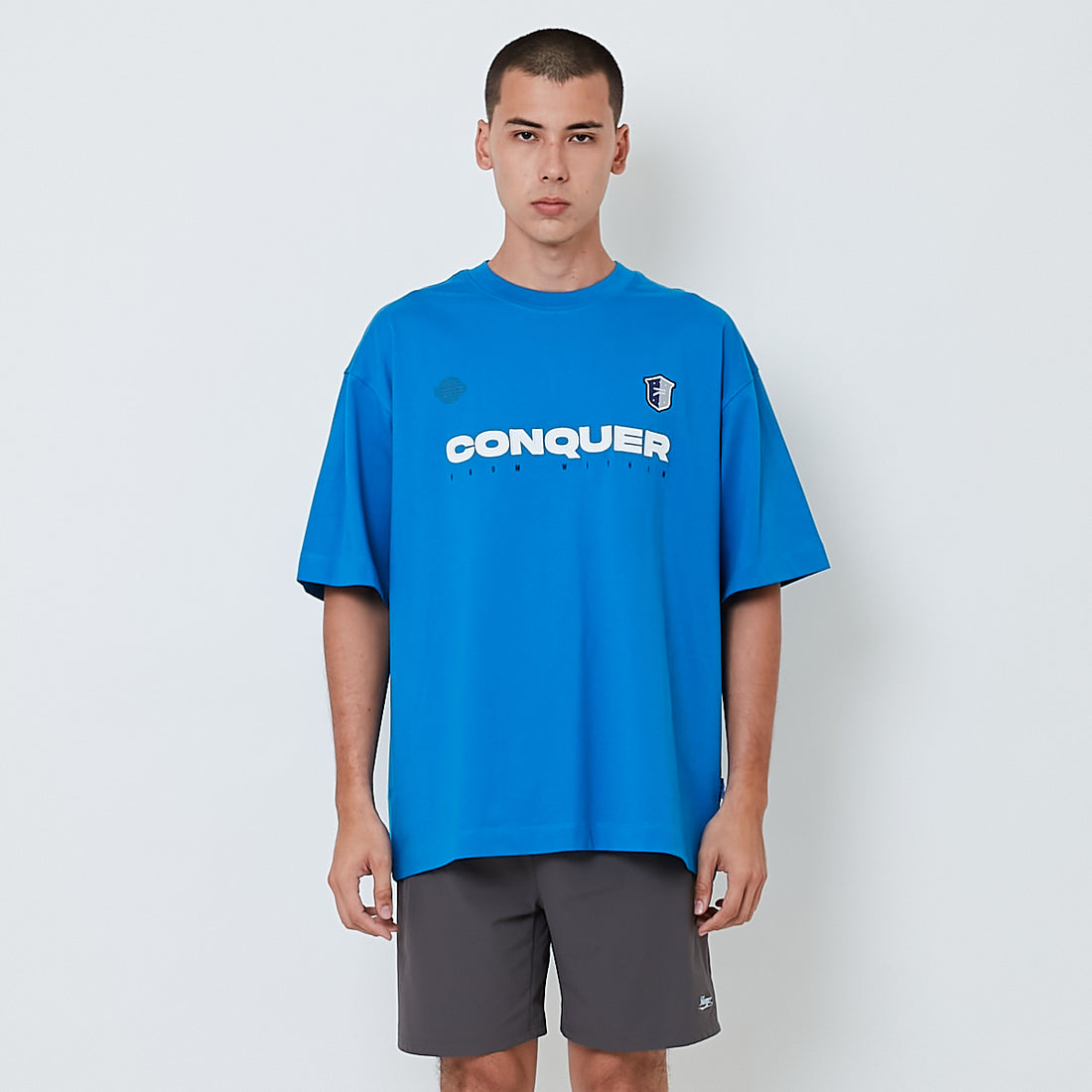 Men Embroidery Oversized Tee - Blue - SM2604046C