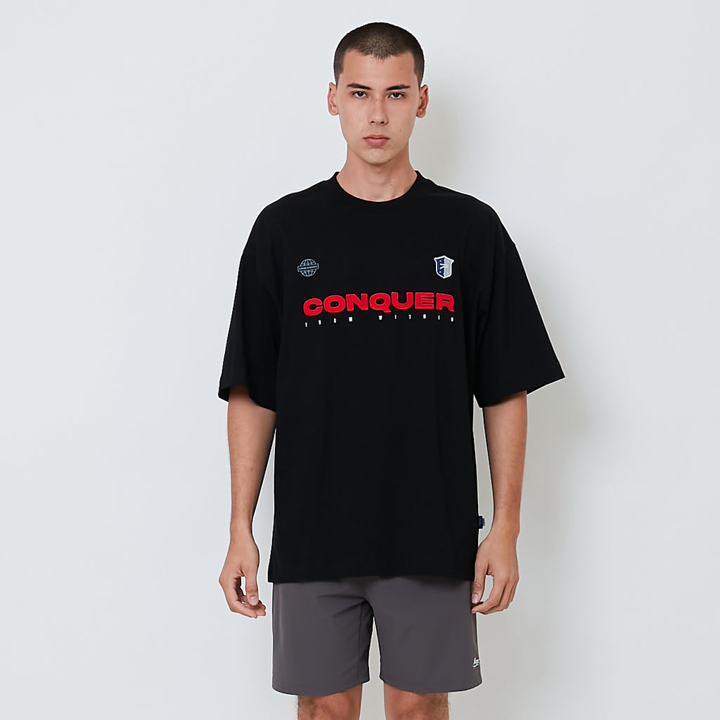 Men Embroidery Oversized Tee - Black - SM2604046D