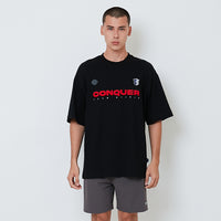 Men Embroidery Oversized Tee - Black - SM2604046D