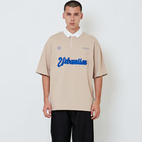 Men Embroidery Oversized Polo Tee - Beige - SM2604047A