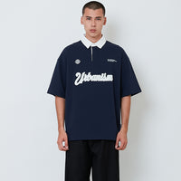 Men Embroidery Oversized Polo Tee - Navy - SM2604047B