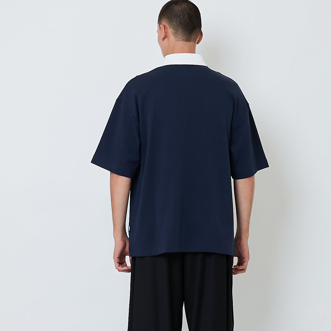 Men Embroidery Oversized Polo Tee - Navy - SM2604047B