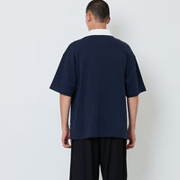 Men Embroidery Oversized Polo Tee - Navy - SM2604047B