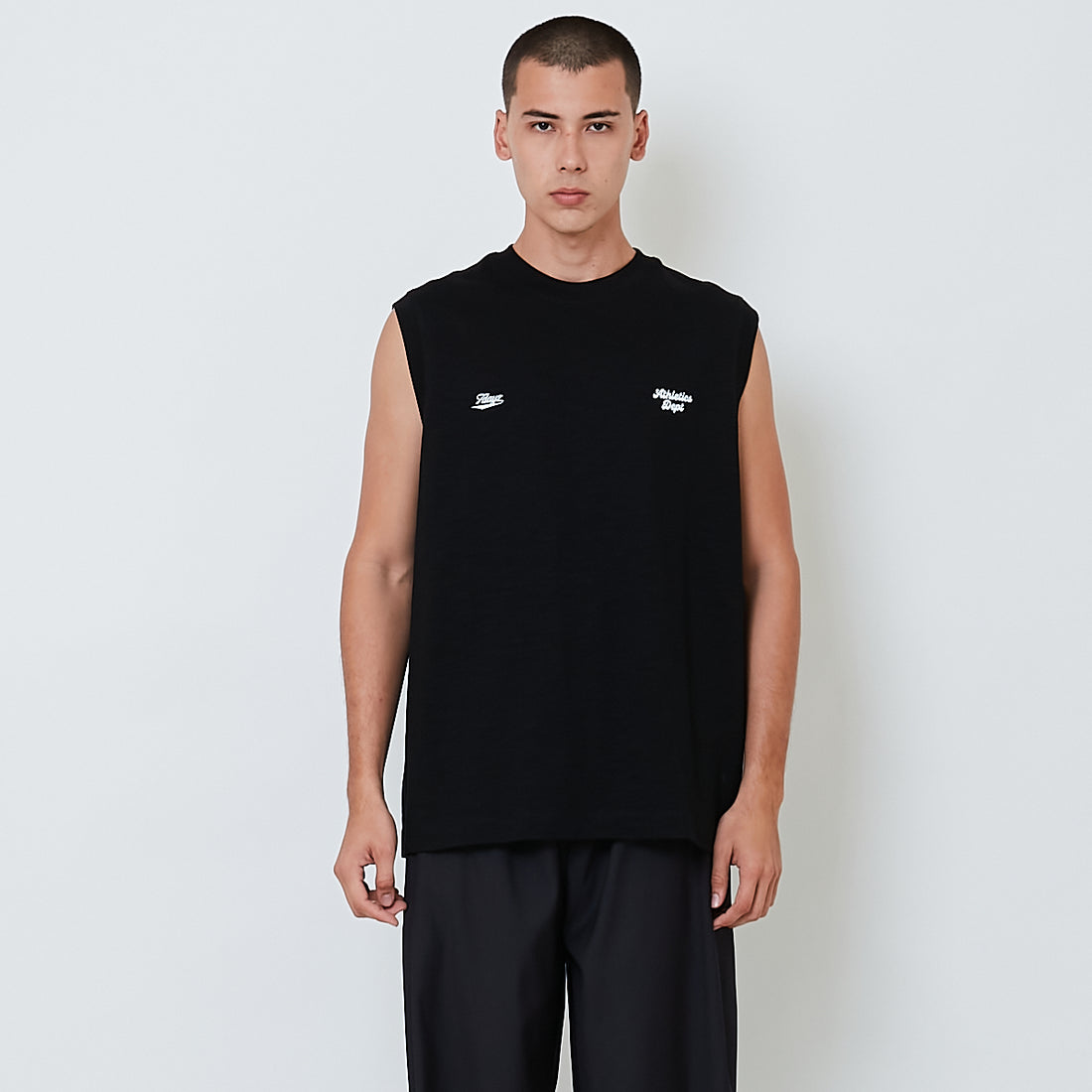 Men Printed Oversized Sleeveless Top - Black - SM2604048C