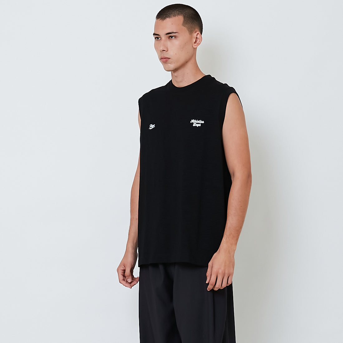 Men Printed Oversized Sleeveless Top - Black - SM2604048C