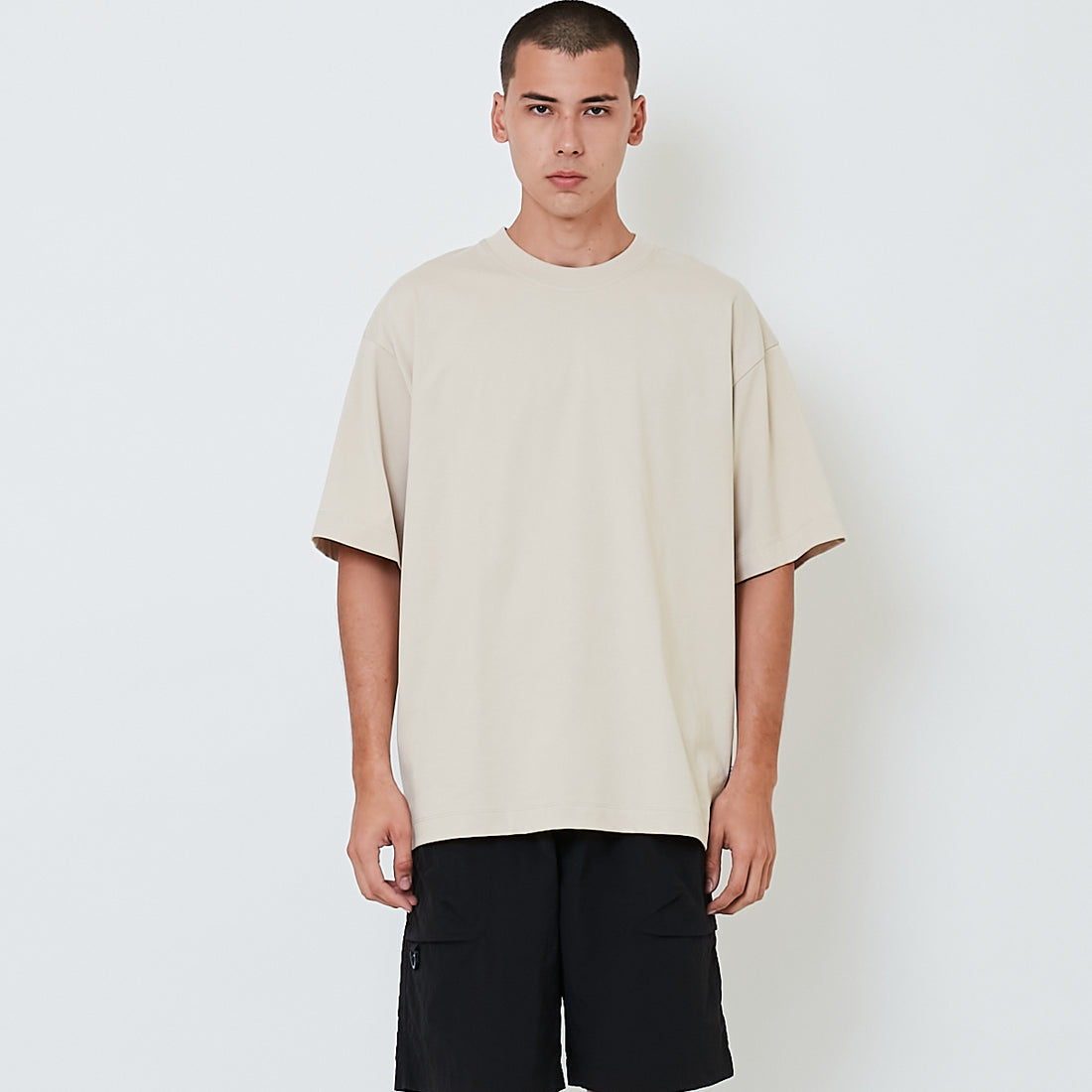 Men Printed Oversized Tee - Beige - SM2604049B