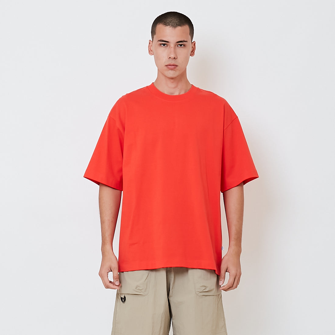 Men Printed Oversized Tee - Dark Orange - SM2604049D