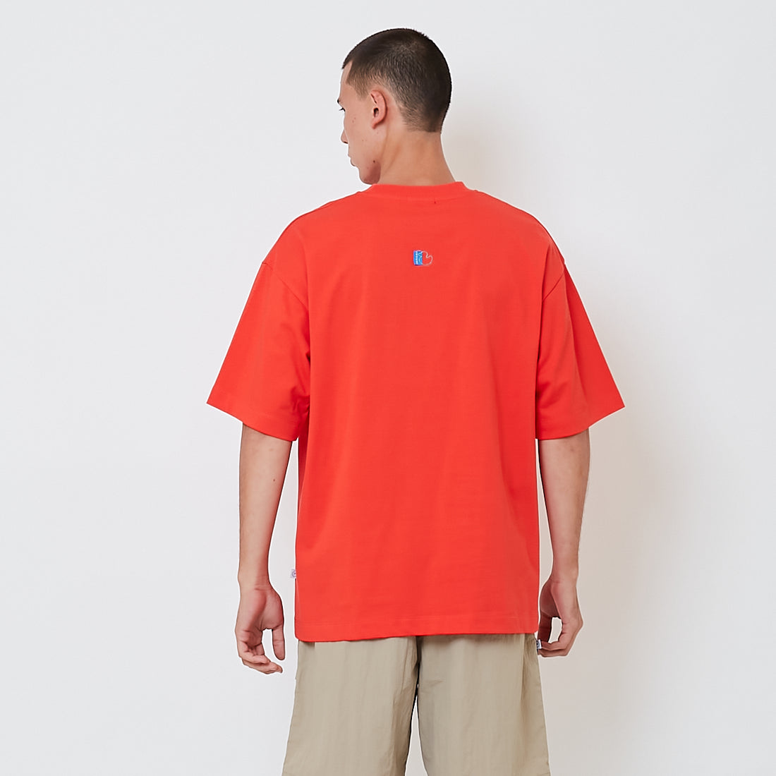 Men Printed Oversized Tee - Dark Orange - SM2604049D