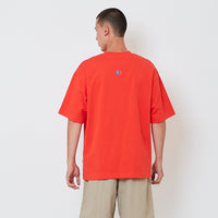 Men Printed Oversized Tee - Dark Orange - SM2604049D