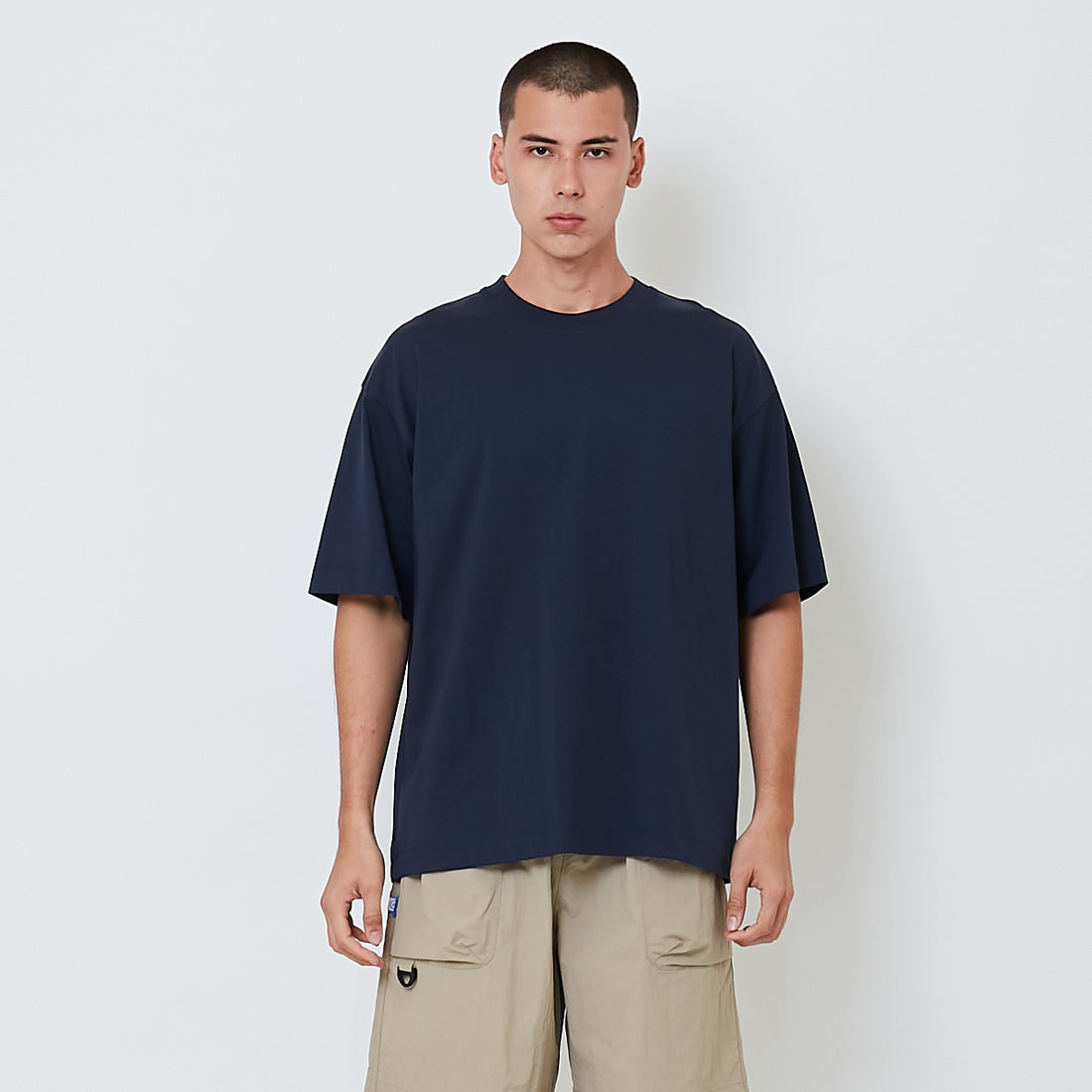 Men Printed Oversized Tee - Navy - SM2604049E