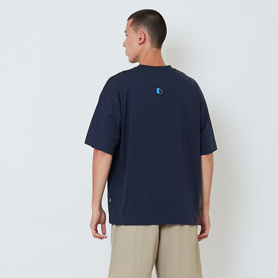 Men Printed Oversized Tee - Navy - SM2604049E