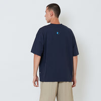 Men Printed Oversized Tee - Navy - SM2604049E