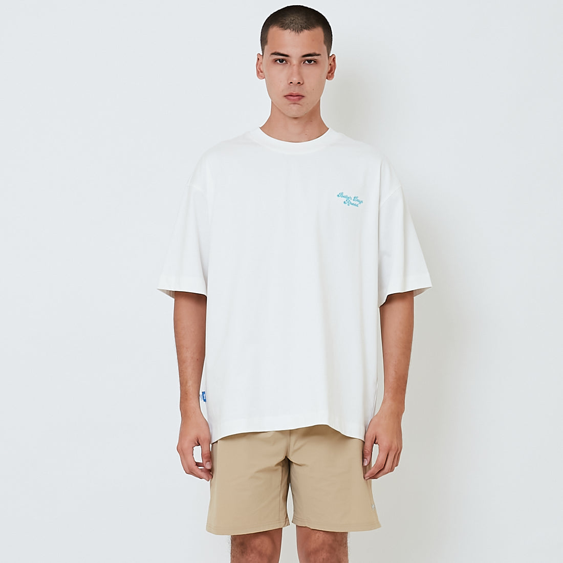 Men Embroidery Oversized Tee - Off White - SM2604050A