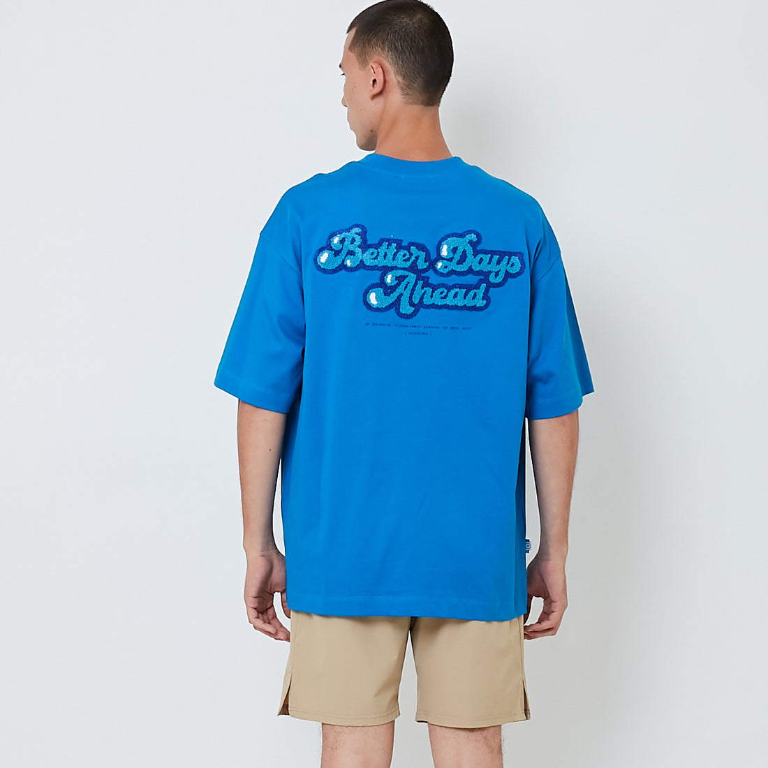 Men Embroidery Oversized Tee - Blue - SM2604050B