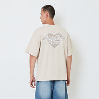 Men Embroidery Oversized Tee - Beige - SM2604051B