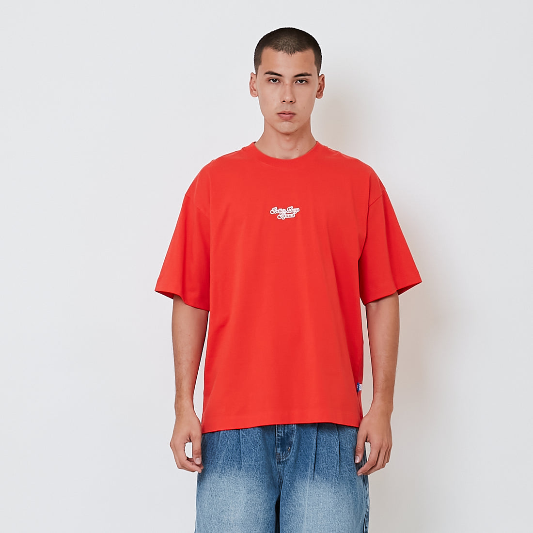 Men Embroidery Oversized Tee - Dark Orange - SM2604051C