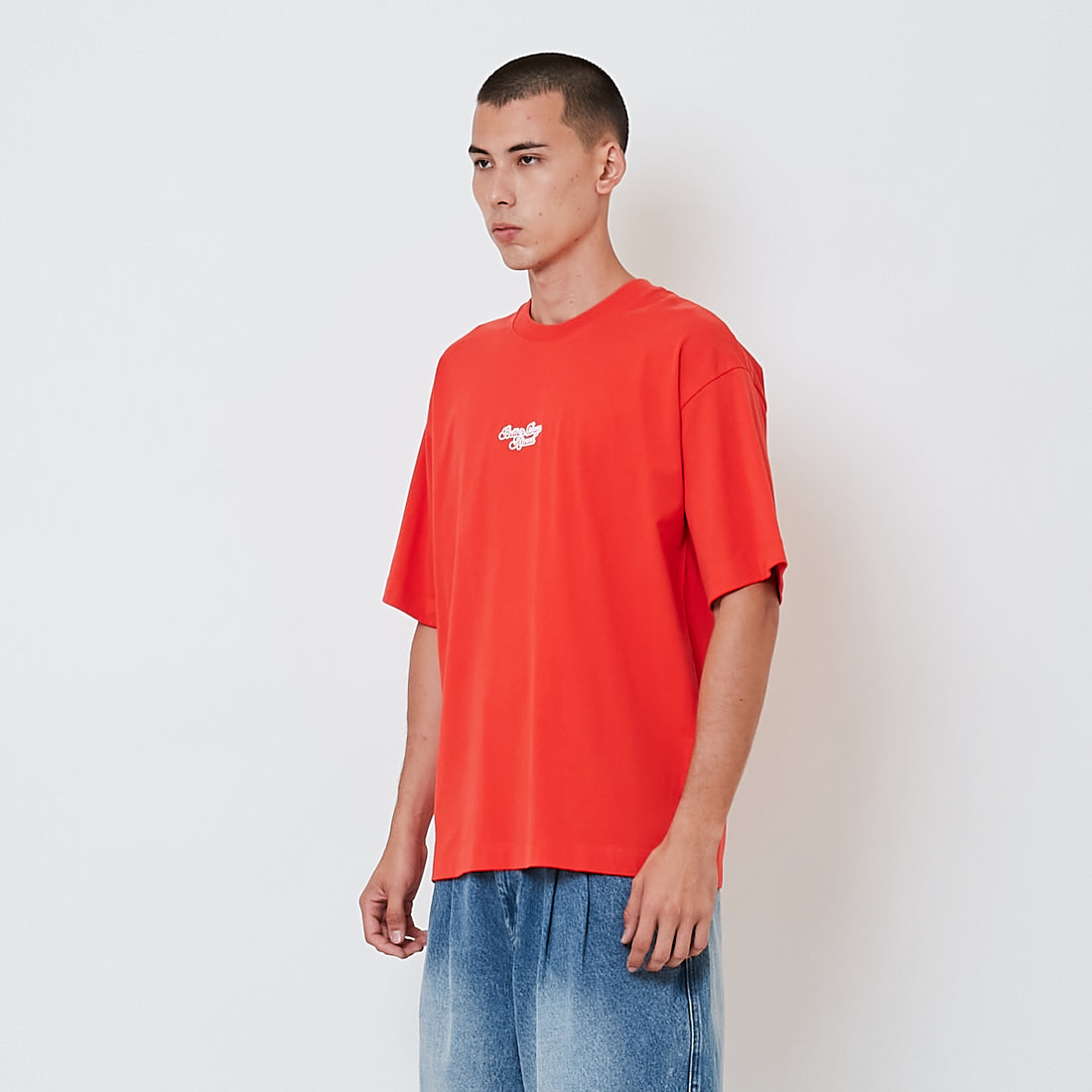 Men Embroidery Oversized Tee - Dark Orange - SM2604051C
