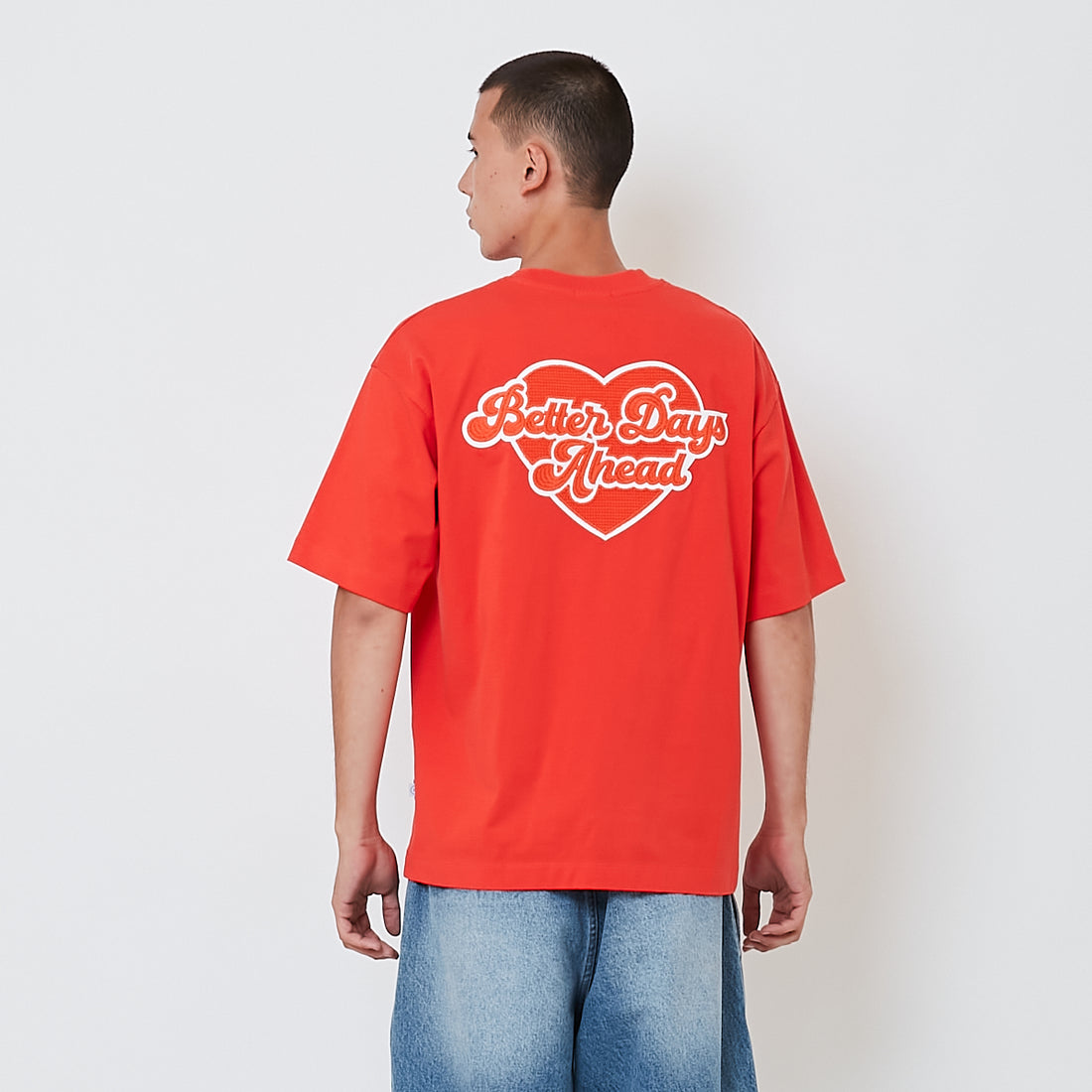 Men Embroidery Oversized Tee - Dark Orange - SM2604051C