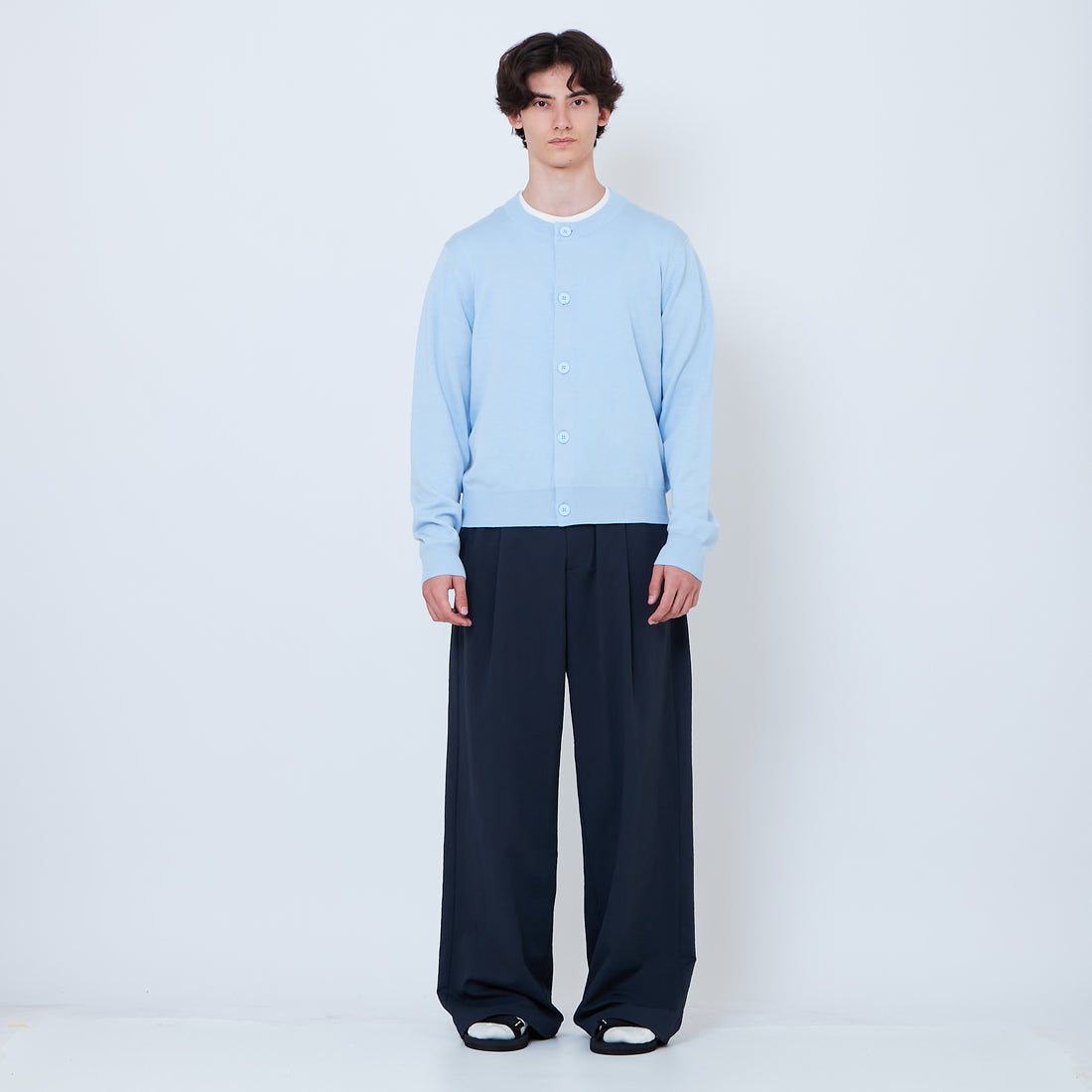 Men Pleated Long Pants - Navy - SM2605063A