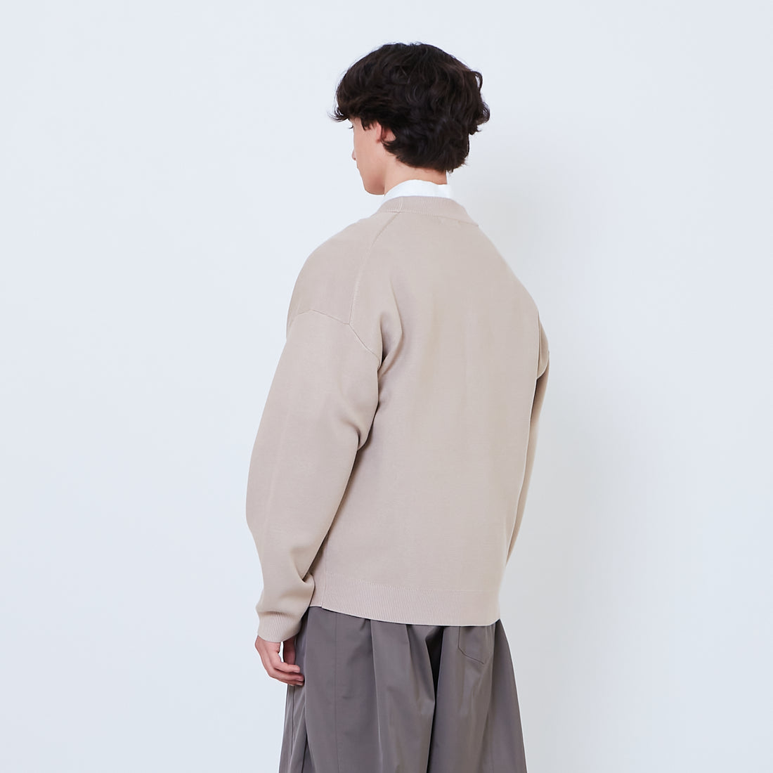 Men Oversized Cardigan - Beige - SM2605086A