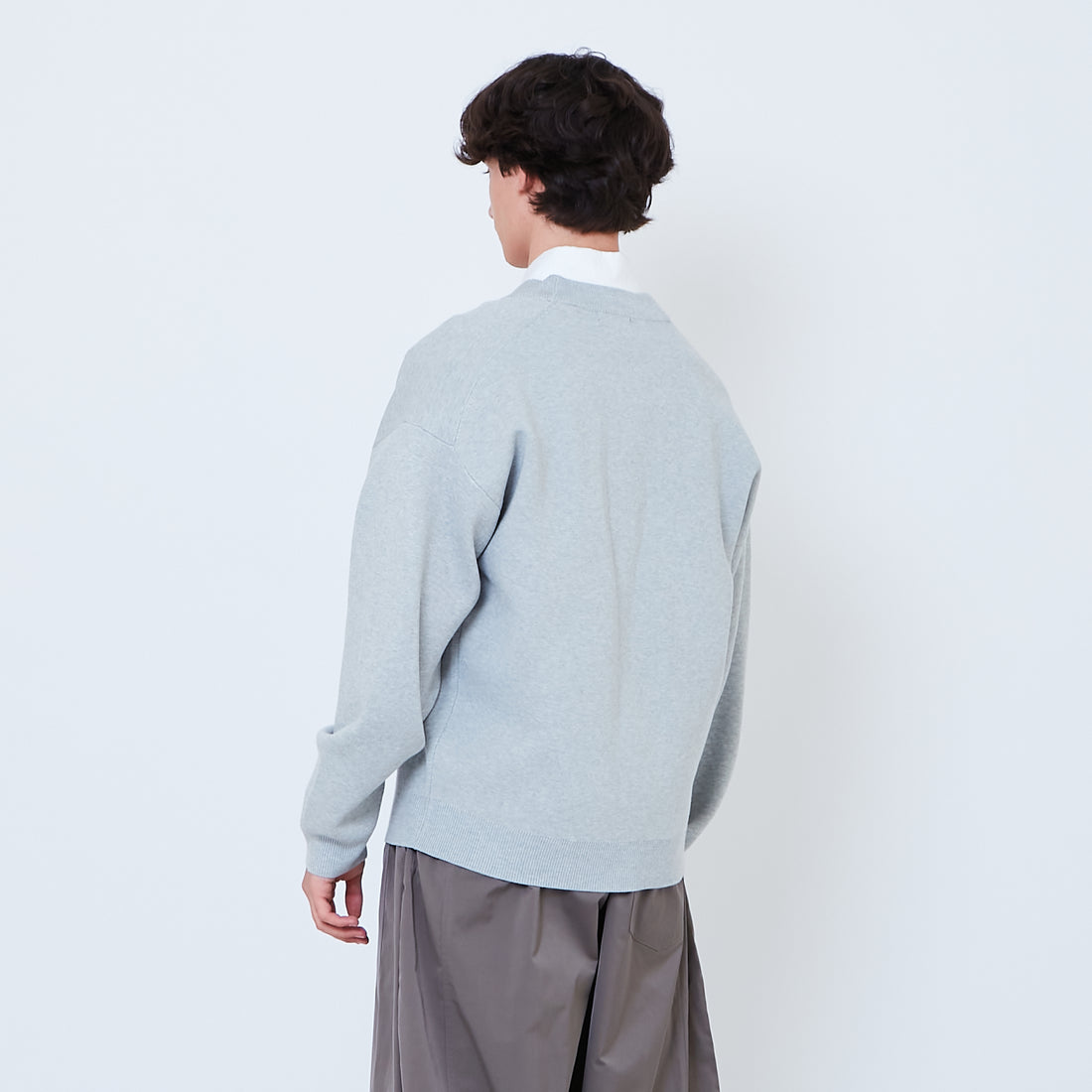 Men Oversized Cardigan - Melange Grey - SM2605086B