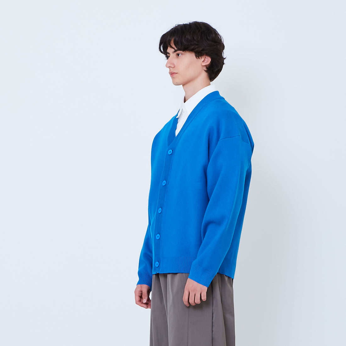 Men Oversized Cardigan - Blue - SM2605086C