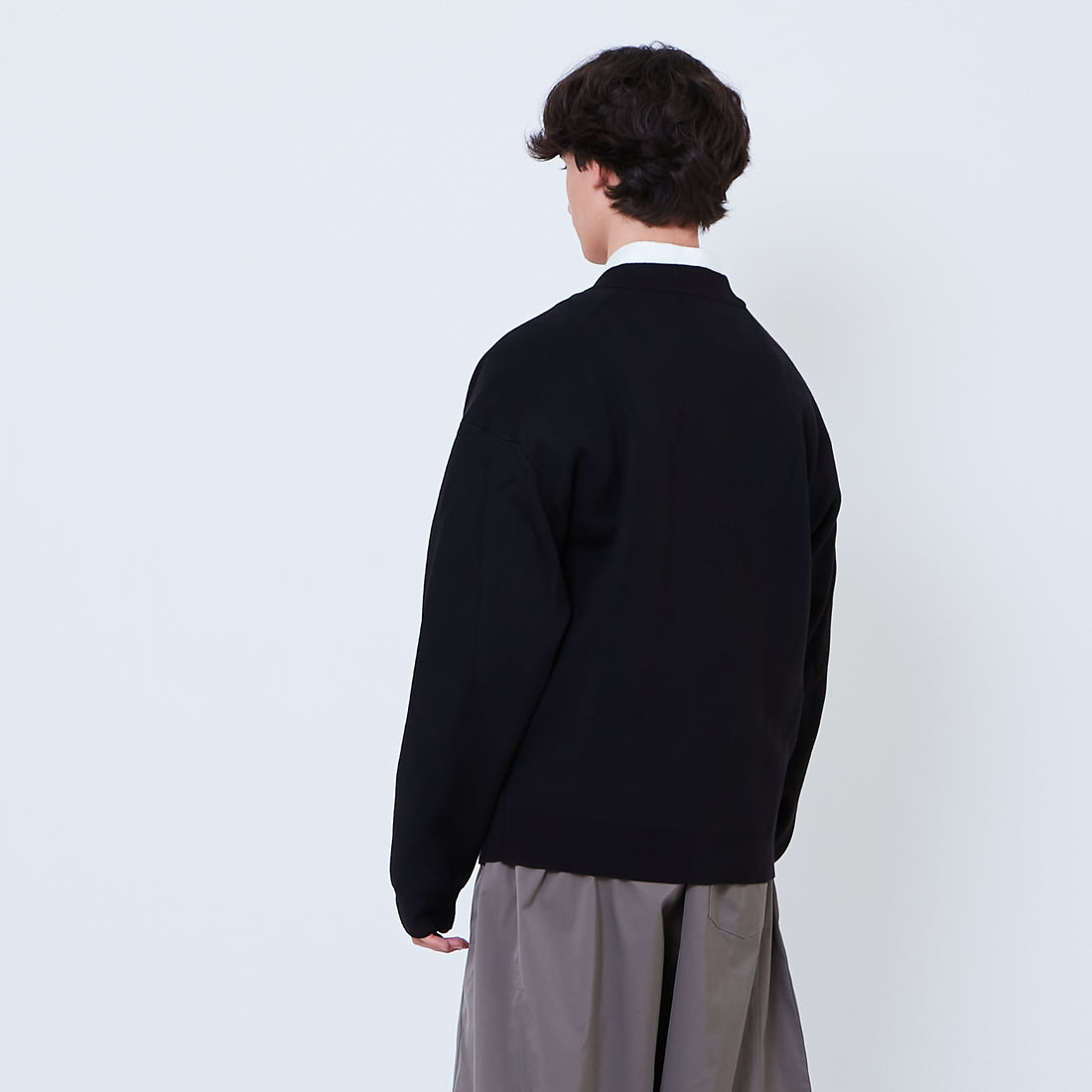 Men Oversized Cardigan - Black - SM2605086D