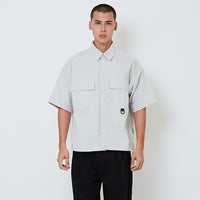 Men Cropped Nylon Shirt - Light Grey - SM2605094A