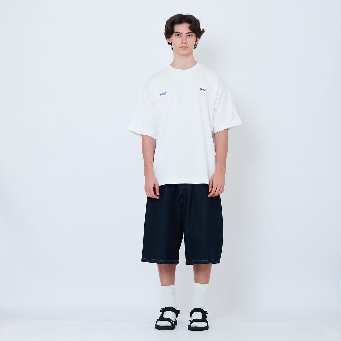 Men Pleated Jorts - Dark Blue - SM2605104A