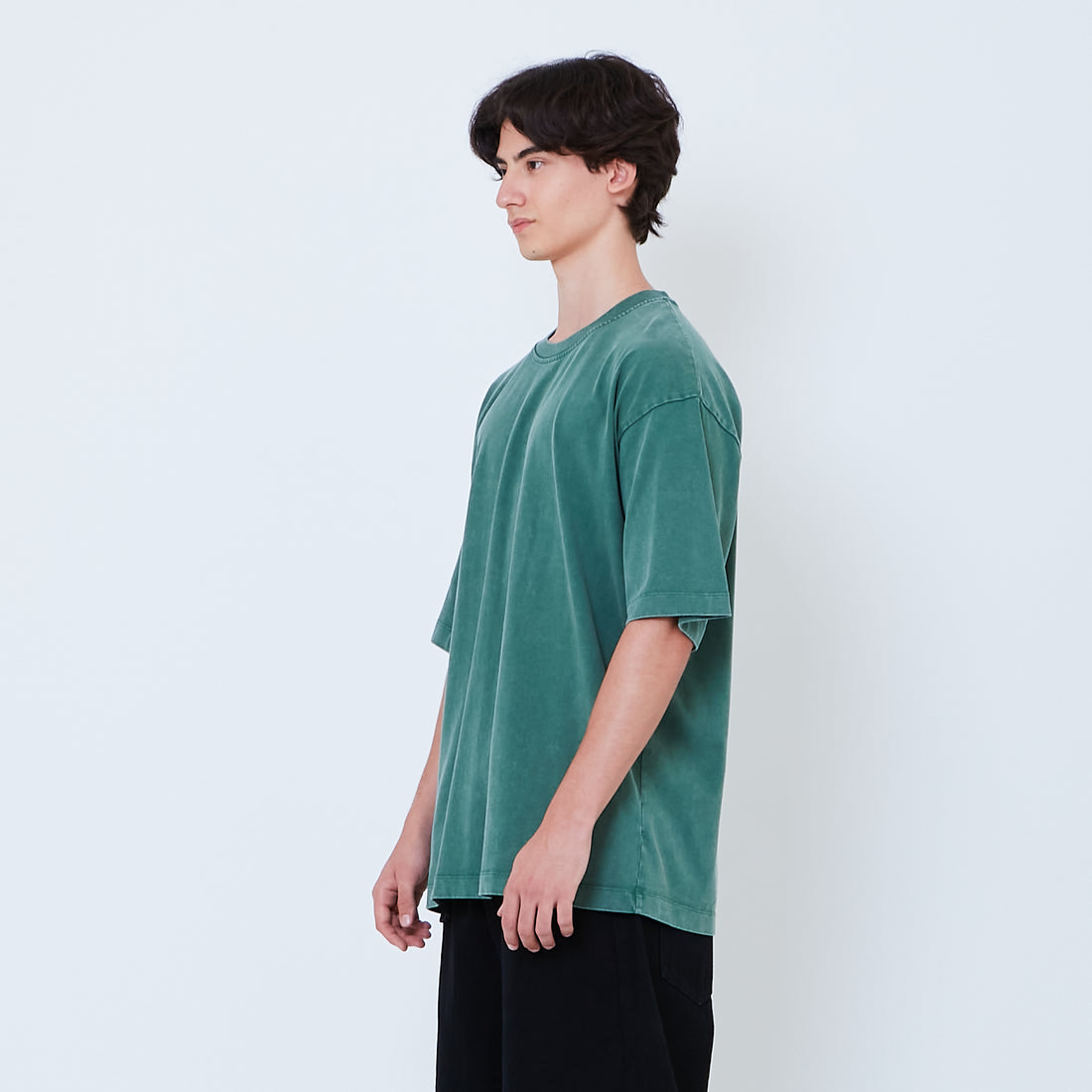 Men Oversized Washed Tee - Green - SM2605107A