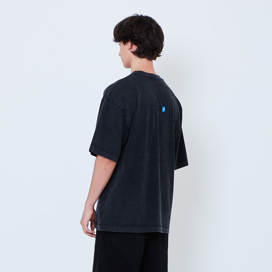 Men Oversized Washed Tee - Black - SM2605107B