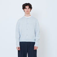 Men Cropped Cardigan - Melange Grey - SM2606082B