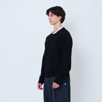 Men Cropped Cardigan - Black - SM2606082C