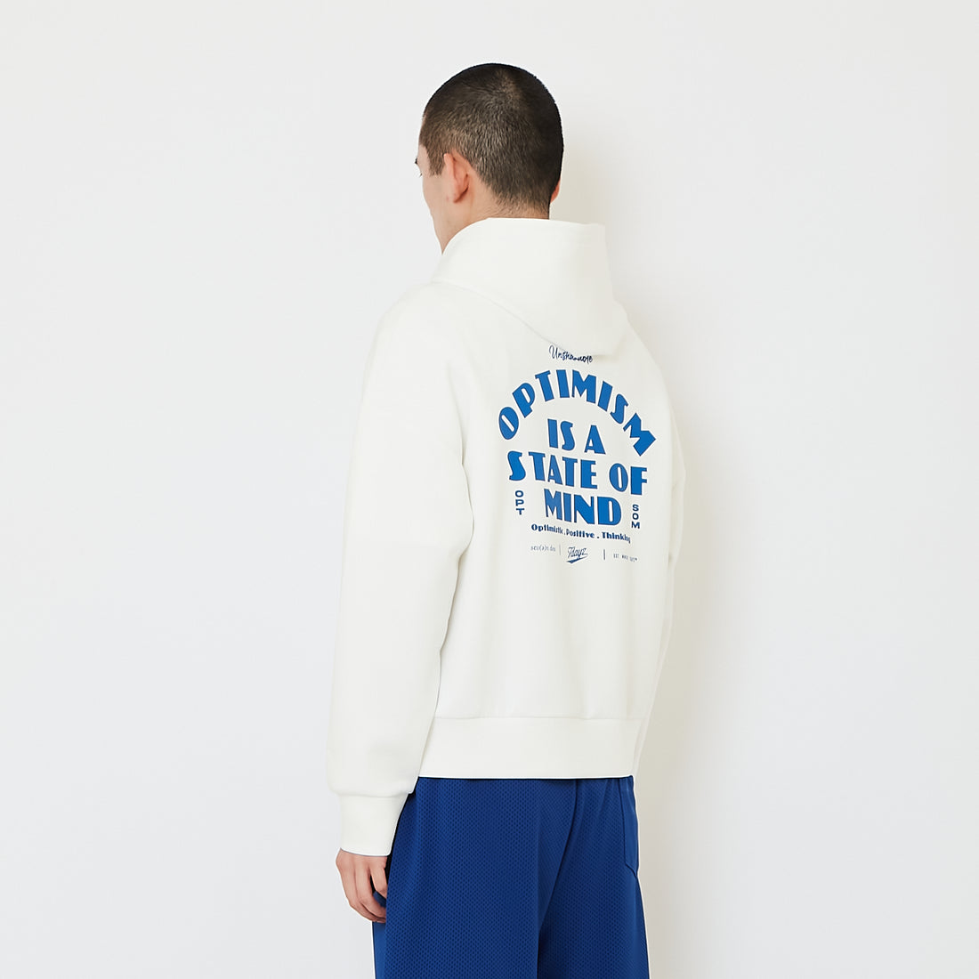 Men Cropped Hoodie Jacket - Off White - SM2606098A
