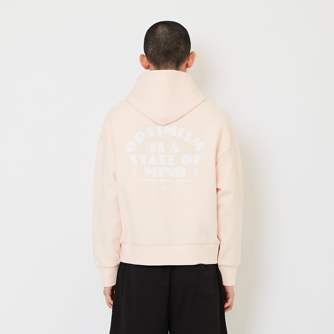 Men Cropped Hoodie Jacket - Light Pink - SM2606098B