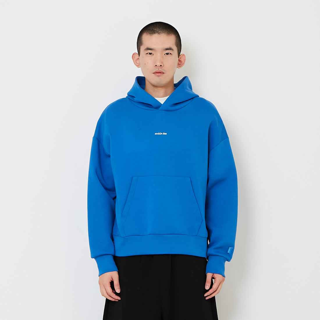 Men Cropped Hoodie Jacket - Blue - SM2606098C