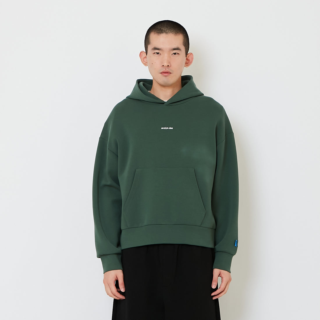 Men Cropped Hoodie Jacket - Green - SM2606098D